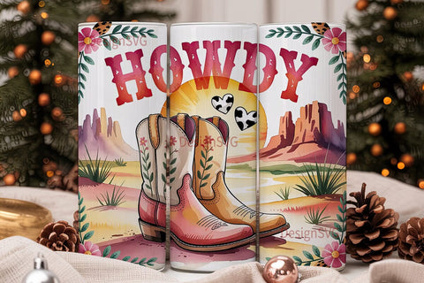 Howdy Western Tumbler Wrap Sublimation DesignSVG 