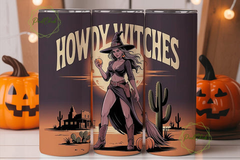 Howdy Witch 20oz Tumbler Wrap Sublimation PixelChick 