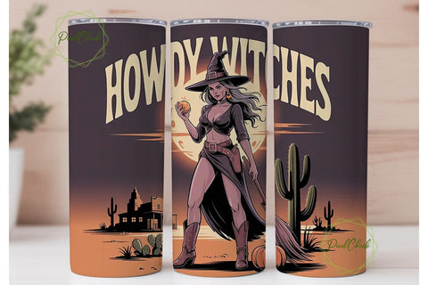Howdy Witch 20oz Tumbler Wrap Sublimation PixelChick 