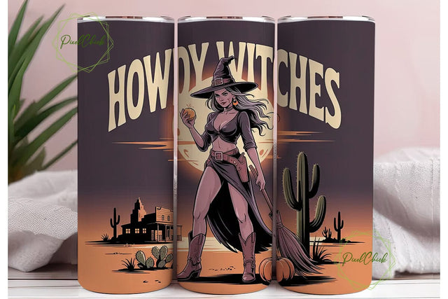 Howdy Witch 20oz Tumbler Wrap Sublimation PixelChick 