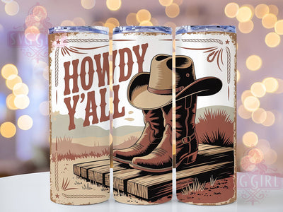Howdy Yall Cowgirl 20oz Tumbler, Howdy Y'all Quote, Western Style Wrap, 20oz Tumbler Wrap, Sublimation Design PNG, Rustic Cowgirl Gift, Country Girl Wrap Sublimation SvggirlplusArt 