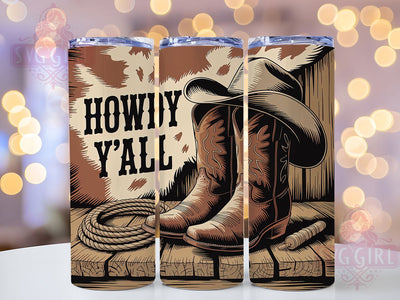 Howdy Yall Cowgirl 20oz Tumbler, Howdy Y'all Quote, Western Style Wrap, 20oz Tumbler Wrap, Sublimation Design PNG, Rustic Cowgirl Gift, Country Girl Wrap Sublimation SvggirlplusArt 