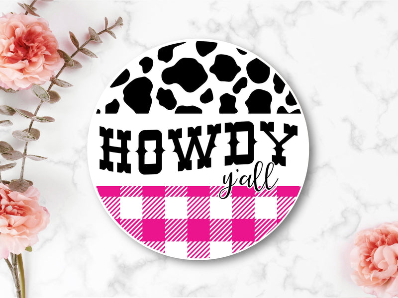 Howdy Y'all Round Door Sign SVG Caffeinated SVGs 