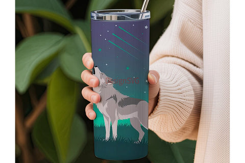 Howling Wolf 20oz Tumbler Wrap Sublimation DesignSVG 
