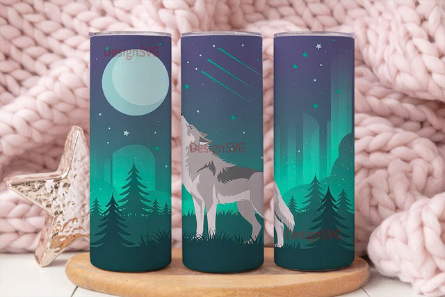 Howling Wolf 20oz Tumbler Wrap Sublimation DesignSVG 