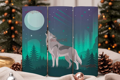 Howling Wolf 20oz Tumbler Wrap Sublimation DesignSVG 