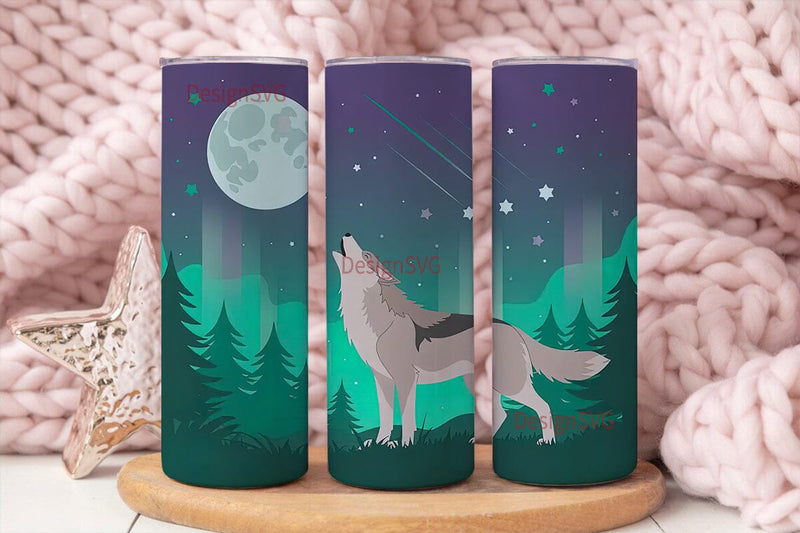 Howling Wolf 20oz Tumbler Wrap Sublimation DesignSVG 