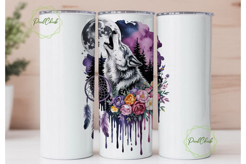 Howling Wolf Dreamcatcher 20oz Tumbler Sublimation PixelChick 