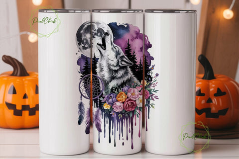 Howling Wolf Dreamcatcher 20oz Tumbler Sublimation PixelChick 