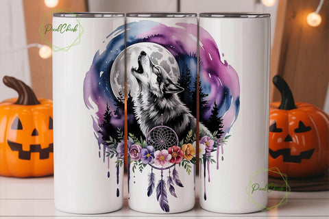 Howling Wolf Dreamcatcher 20oz Tumbler Sublimation PixelChick 