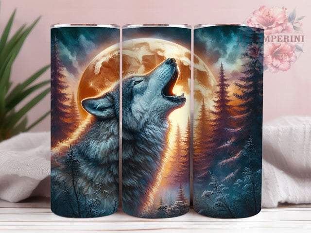 Howling Wolf Moon 20oz Tumbler Design, Wolf Tumbler, Howling Wolf, Moon Tumbler, Sublimation Design, 20oz Tumbler, Wolf Decor, Nature Gifts Sublimation Li Zamperini 