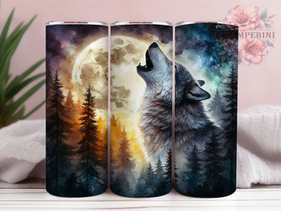 Howling Wolf Moon 20oz Tumbler Design, Wolf Tumbler, Howling Wolf, Moon Tumbler, Sublimation Design, 20oz Tumbler, Wolf Decor, Nature Gifts Sublimation Li Zamperini 