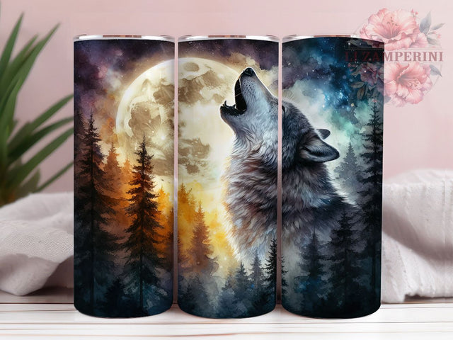 Howling Wolf Moon 20oz Tumbler Design, Wolf Tumbler, Howling Wolf, Moon Tumbler, Sublimation Design, 20oz Tumbler, Wolf Decor, Nature Gifts Sublimation Li Zamperini 
