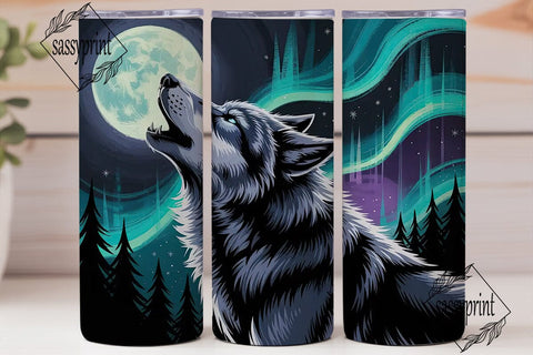 Howling Wolf Moon 20oz Tumbler Wrap Sublimation sassyprint 