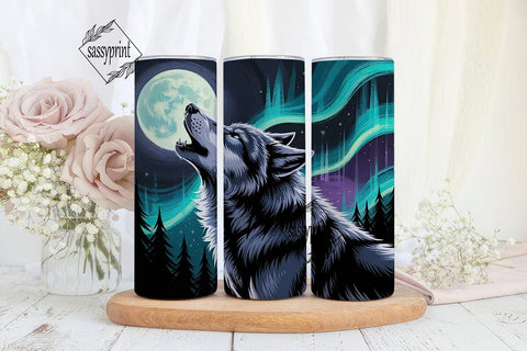 Howling Wolf Moon 20oz Tumbler Wrap Sublimation sassyprint 