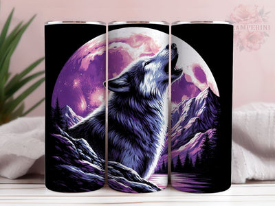 Howling Wolf Tumbler Wrap, 20oz Skinny Tumbler, Neon Wolf Tumbler PNG, Instant Digital Download PNG, Straight & Tapered Tumbler Wrap PNG Sublimation Li Zamperini 