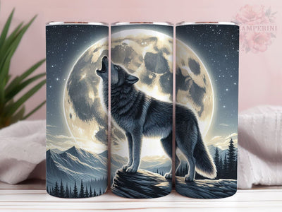 Howling Wolf Tumbler Wrap, 20oz Skinny Tumbler, Neon Wolf Tumbler PNG, Instant Digital Download PNG, Straight & Tapered Tumbler Wrap PNG Sublimation Li Zamperini 