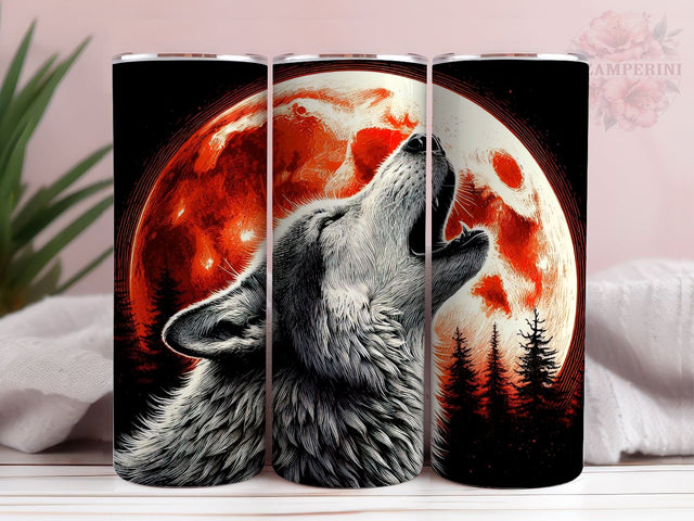 Howling Wolf Tumbler Wrap, 20oz Skinny Tumbler, Neon Wolf Tumbler PNG, Instant Digital Download PNG, Straight & Tapered Tumbler Wrap PNG Sublimation Li Zamperini 