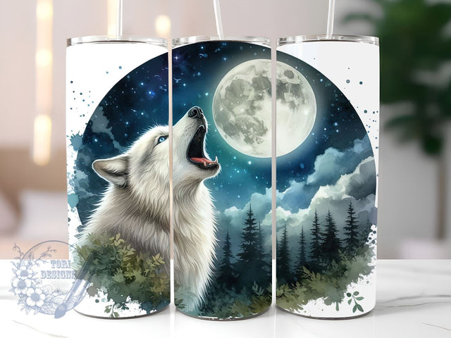 Howling Wolf Tumbler Wrap, 20oz Skinny Tumbler Sublimation Design, Digital Download, Straight & Tapered Tumbler PNG, Neon Wolf Tumbler PNG Sublimation ToriDesigns 