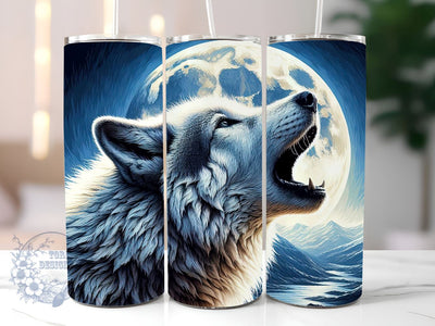 Howling Wolf Tumbler Wrap, 20oz Skinny Tumbler Sublimation Design, Digital Download, Straight & Tapered Tumbler PNG, Neon Wolf Tumbler PNG Sublimation ToriDesigns 