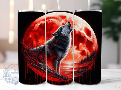 Howling Wolf Tumbler Wrap, 20oz Skinny Tumbler Sublimation Design, Digital Download, Straight & Tapered Tumbler PNG, Neon Wolf Tumbler PNG Sublimation ToriDesigns 