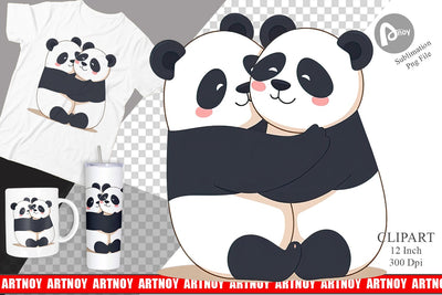 Hugging Panda Clipart Sublimation artnoy 