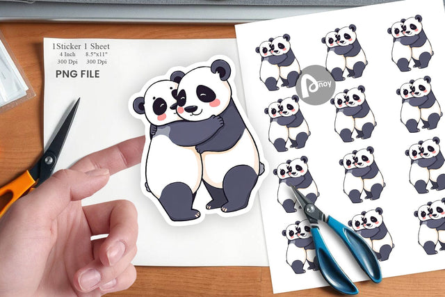 Hugging Panda Sticker Sublimation artnoy 