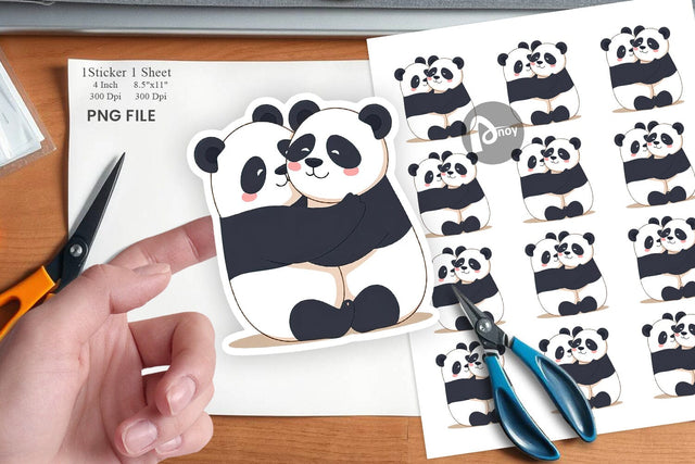 Hugging Panda Sticker Sublimation artnoy 