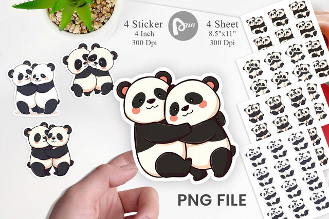 Hugging Panda Sticker Sublimation artnoy 