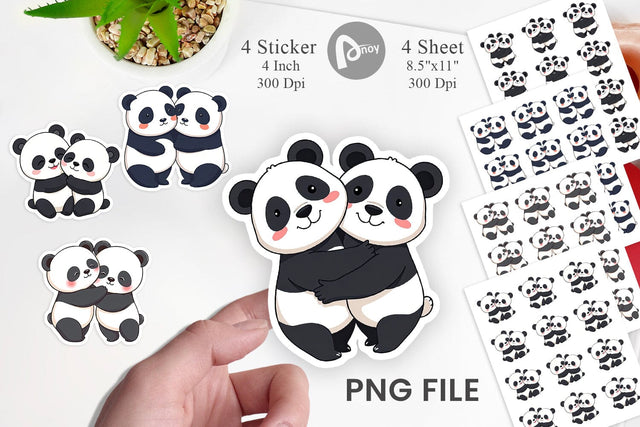 Hugging Panda Sticker Sublimation artnoy 