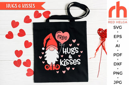 Hugs & Kisses SVG, Layered Valentine's Day Door Sign DXF SVG RedHelgaArt 