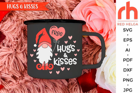 Hugs & Kisses SVG, Layered Valentine's Day Door Sign DXF SVG RedHelgaArt 