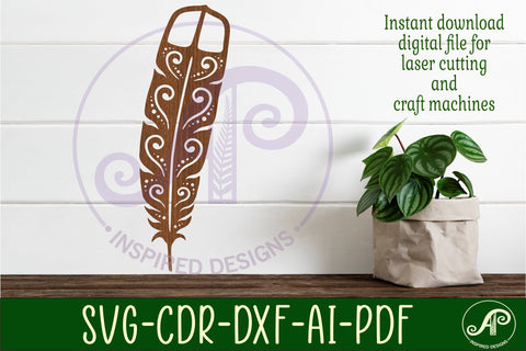 Huia feather design 1 wall sign 40cm tall laser cut files SVG APInspireddesigns 