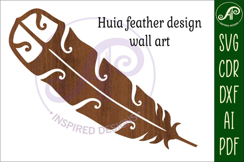 Huia feather design 2 wall sign 40cm tall laser cut files SVG APInspireddesigns 