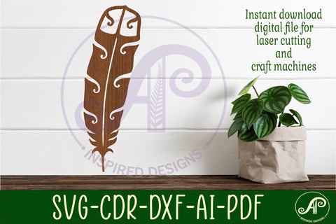 Huia feather design 2 wall sign 40cm tall laser cut files SVG APInspireddesigns 