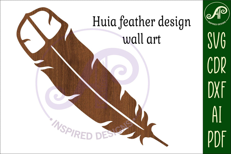Huia feather design 3 wall sign 40cm tall laser cut files - So Fontsy