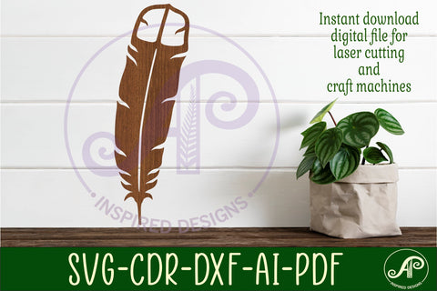 Huia feather design 3 wall sign 40cm tall laser cut files SVG APInspireddesigns 