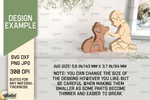 Human and Pets Laser Cut Bundle. Wooden Figurines SVG SVG Evgenyia Guschina 