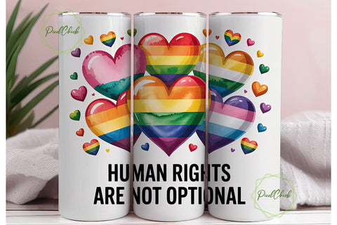 Human Rights Pride 20oz Tumbler Wrap Sublimation PixelChick 