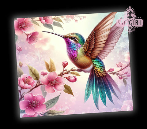 Humming Bird Flowers 20oz Tumbler Wrap Sublimation Design, Straight Tapered Tumbler Wrap, Humming Tumbler Png, Instant Digital Download Sublimation SvggirlplusArt 
