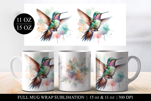 Hummingbird 11 & 15oz Full Mug Wrap Sublimation PNG Sublimation BijouBay 