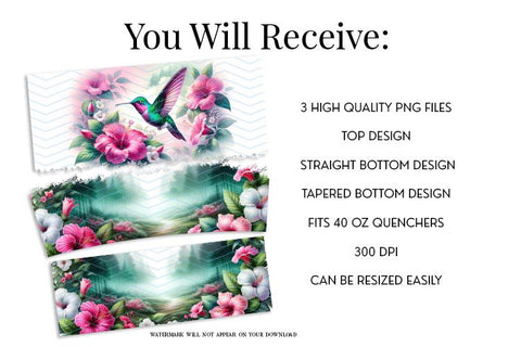 Hummingbird 40oz Tumbler Wrap Sublimation Design Sublimation BijouBay 