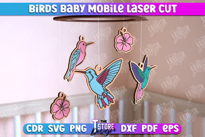 Hummingbird Baby Mobile | Birds Design | Baby Room Décor | New Born | CNC Files SVG The T Store Design 