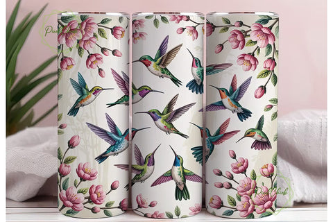 Hummingbird & Blossom Tumbler Wrap Sublimation PixelChick 