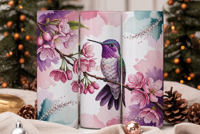 Hummingbird & Blossoms Tumbler Wrap Sublimation DesignSVG 