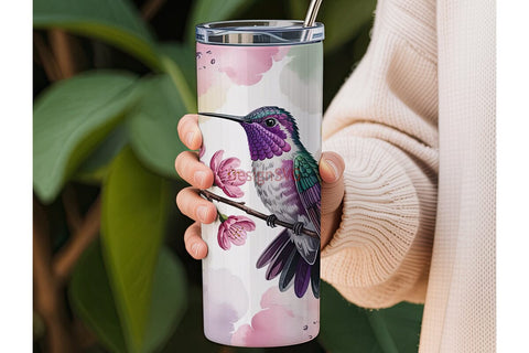 Hummingbird & Blossoms Tumbler Wrap Sublimation DesignSVG 
