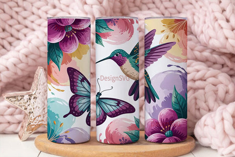 Hummingbird & Butterfly 20oz Tumbler Sublimation DesignSVG 