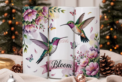 Hummingbird & Butterfly 20oz Tumbler Sublimation DesignSVG 