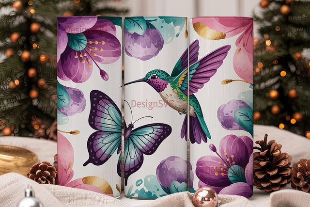 Hummingbird & Butterfly 20oz Tumbler Sublimation DesignSVG 
