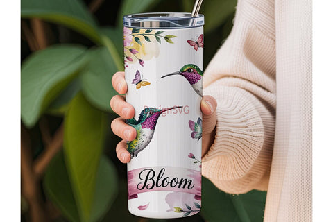 Hummingbird & Butterfly 20oz Tumbler Sublimation DesignSVG 